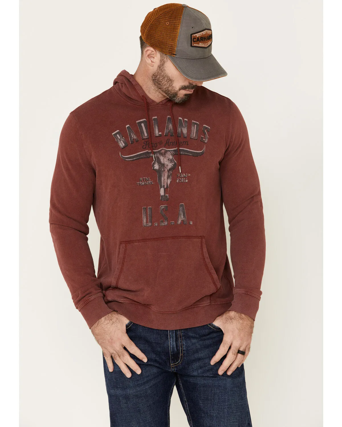 Product Name:  Flag & Anthem Men's Badlands USA Fleece Hooded Sweatshirt