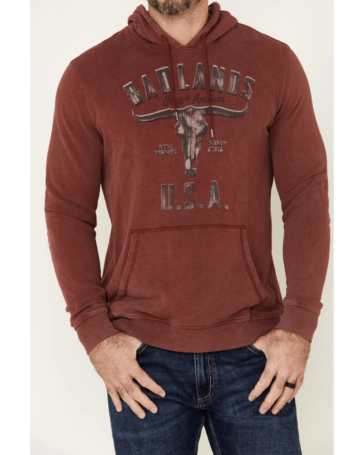 Product Name:  Flag & Anthem Men's Badlands USA Fleece Hooded Sweatshirt