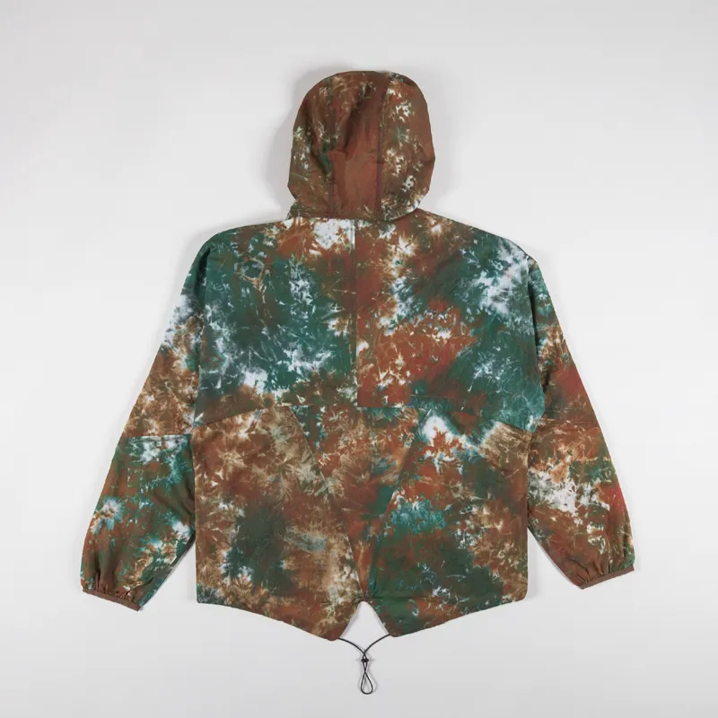 Purple Mountain Observatory Fishtail Ripstop Hooded Jacket Peach Teal Tie Dye