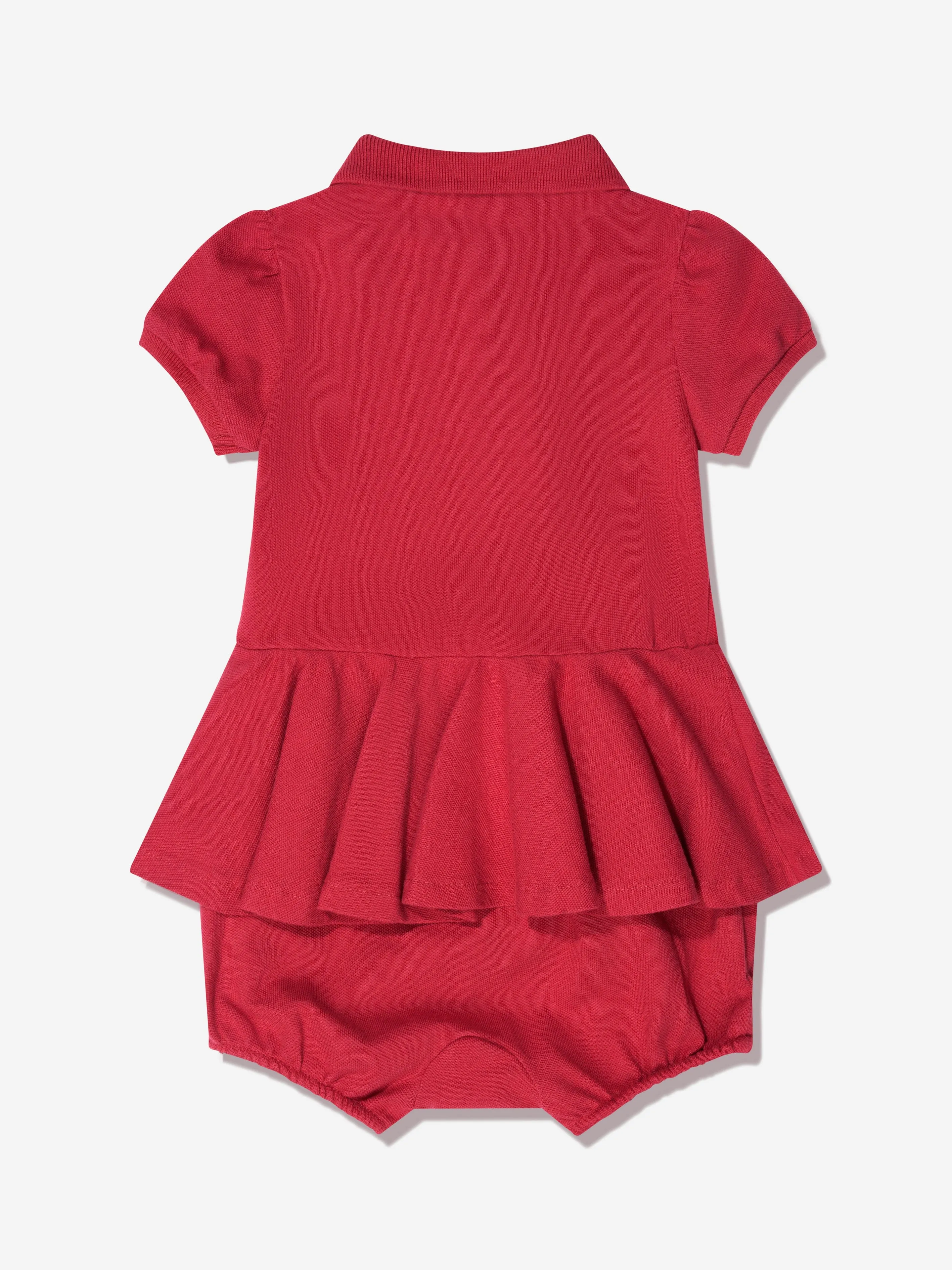 Ralph Lauren Baby Girls Peplum Romper in Red