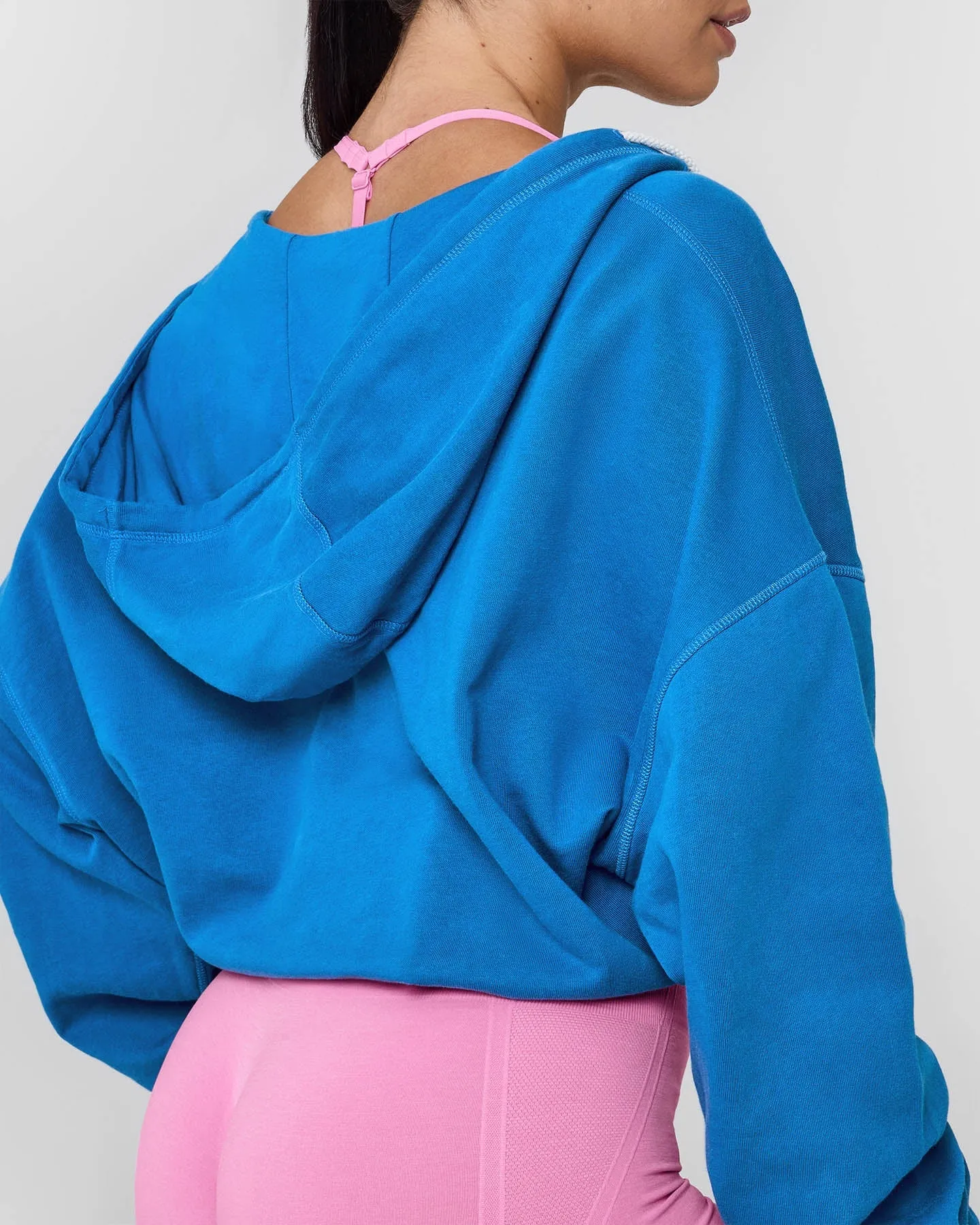 Raw Lounge Oversized Zip Through Hoodie with Graphic | Retro Blue