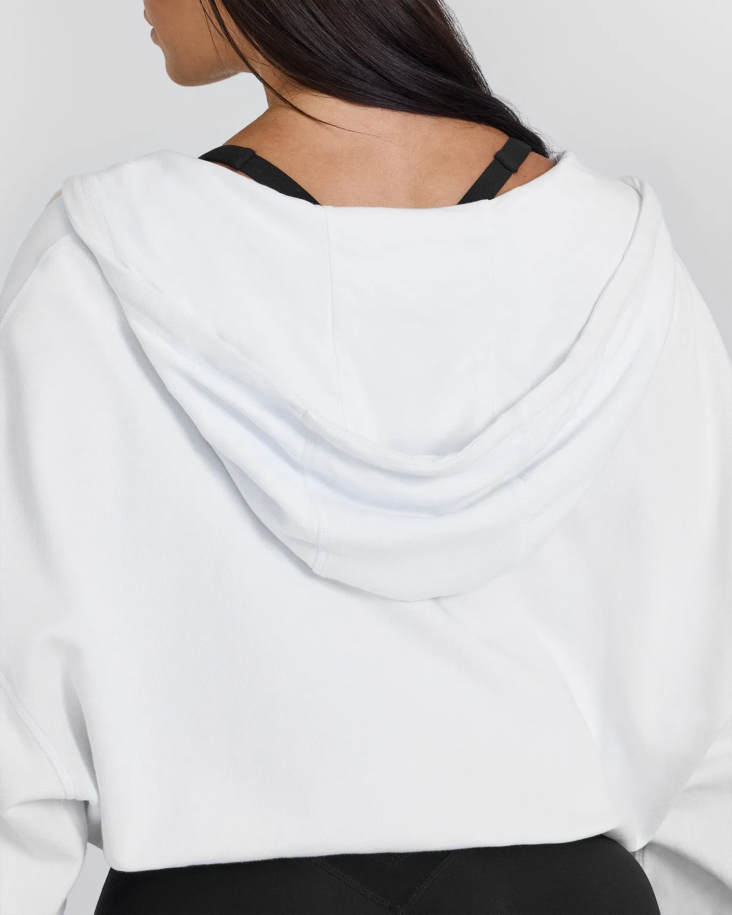 Raw Lounge Oversized Zip Through Hoodie with Graphic | White