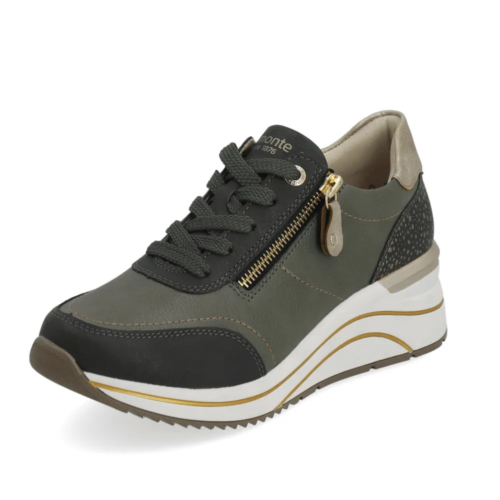 Remonte D0T00 Green Side Zip Wedge Trainers