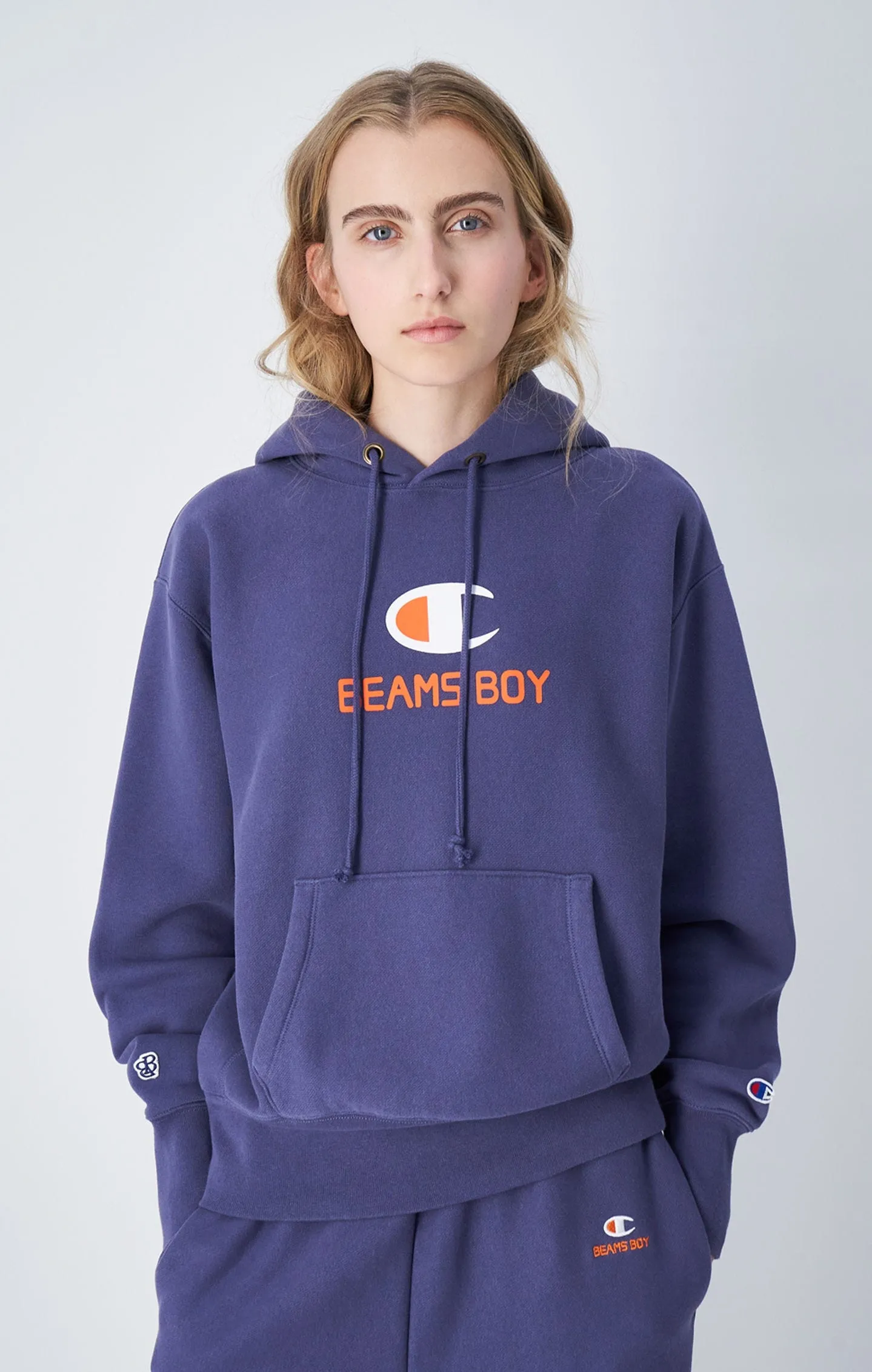 Reverse Weave Surf the web Champion x Beams Boy Fleece Hoodie