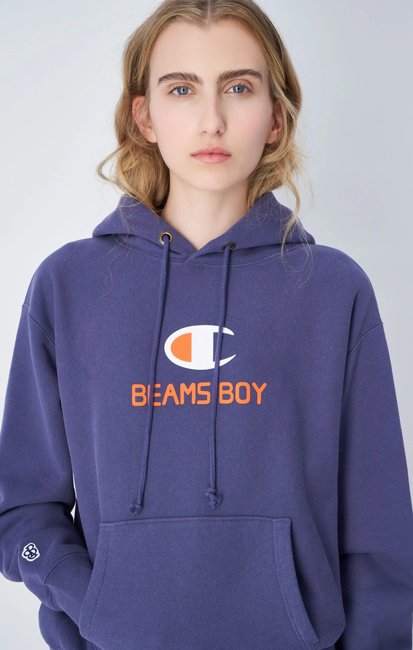 Reverse Weave Surf the web Champion x Beams Boy Fleece Hoodie