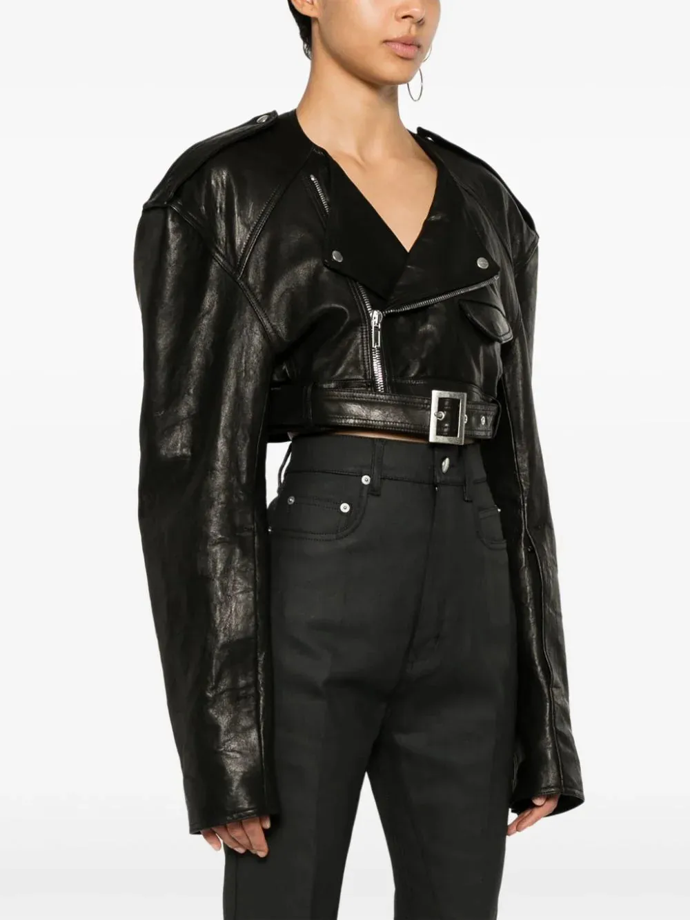 Rick Owens    Rick Owens Crop Biker Jacket Without Collar