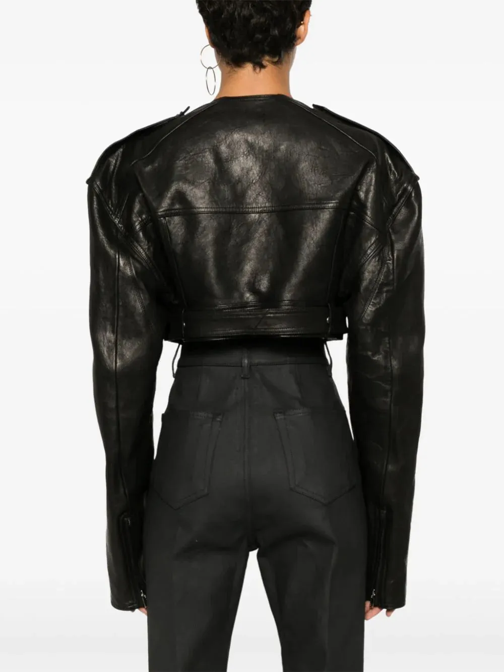 Rick Owens    Rick Owens Crop Biker Jacket Without Collar