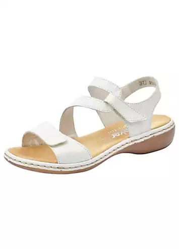 Rieker 659C7 Ladies White Hook & Loop Sandals | Grattan