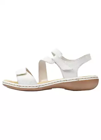 Rieker 659C7 Ladies White Hook & Loop Sandals | Grattan