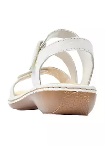 Rieker 659C7 Ladies White Hook & Loop Sandals | Grattan