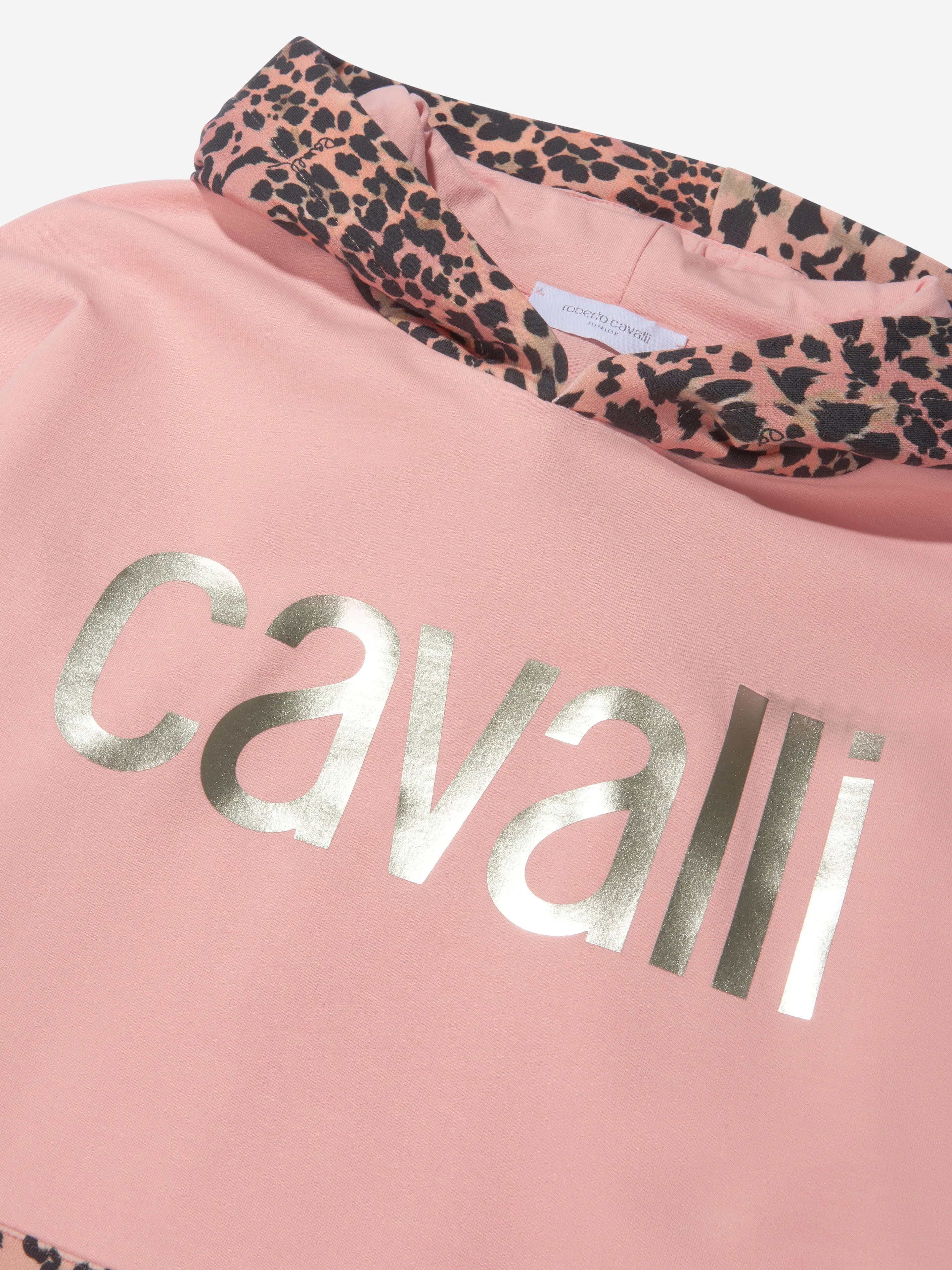 Roberto Cavalli Girls Cotton Leopard Print Logo Hoodie