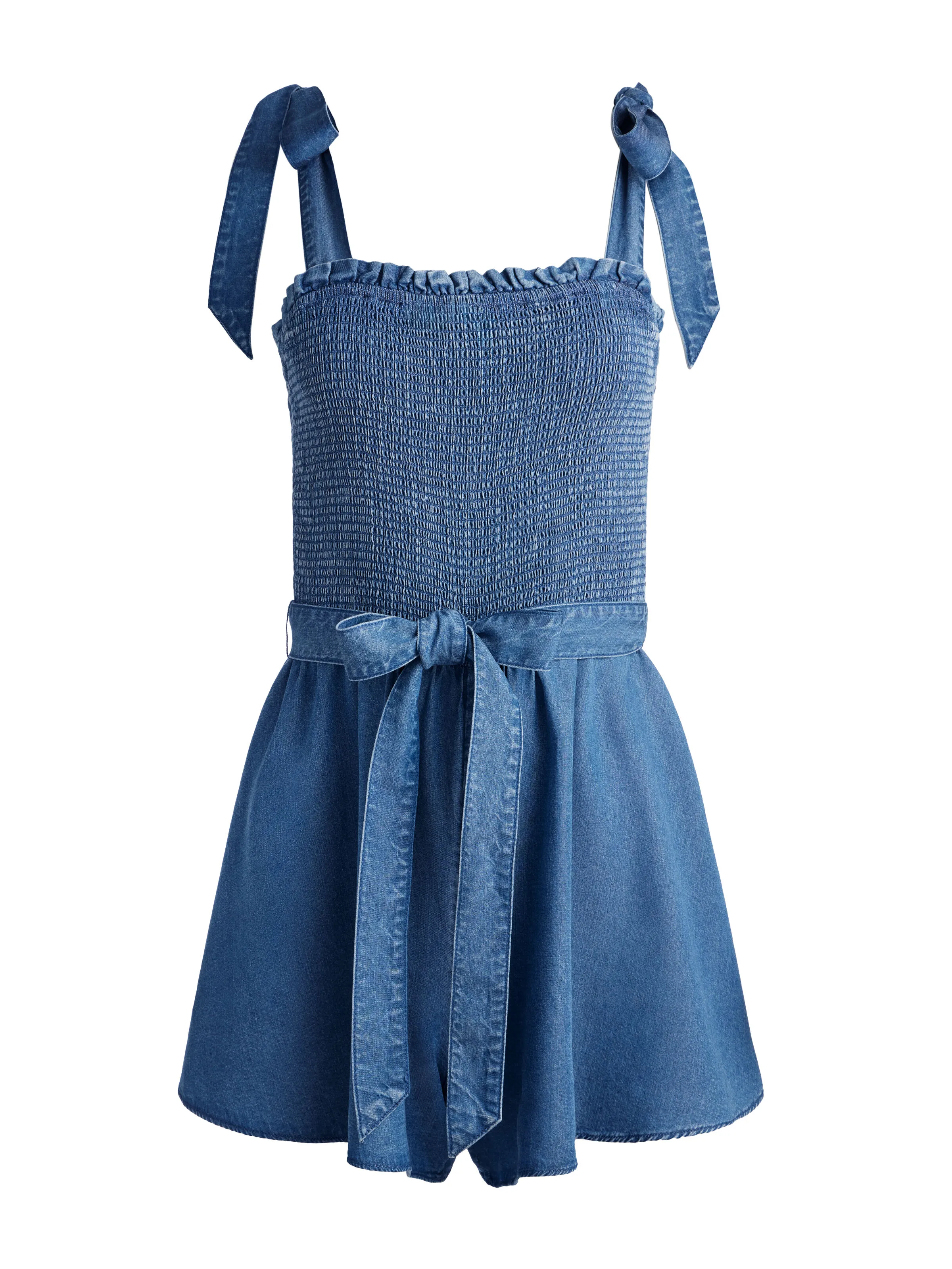 ROZ SMOCKED CHAMBRAY ROMPER