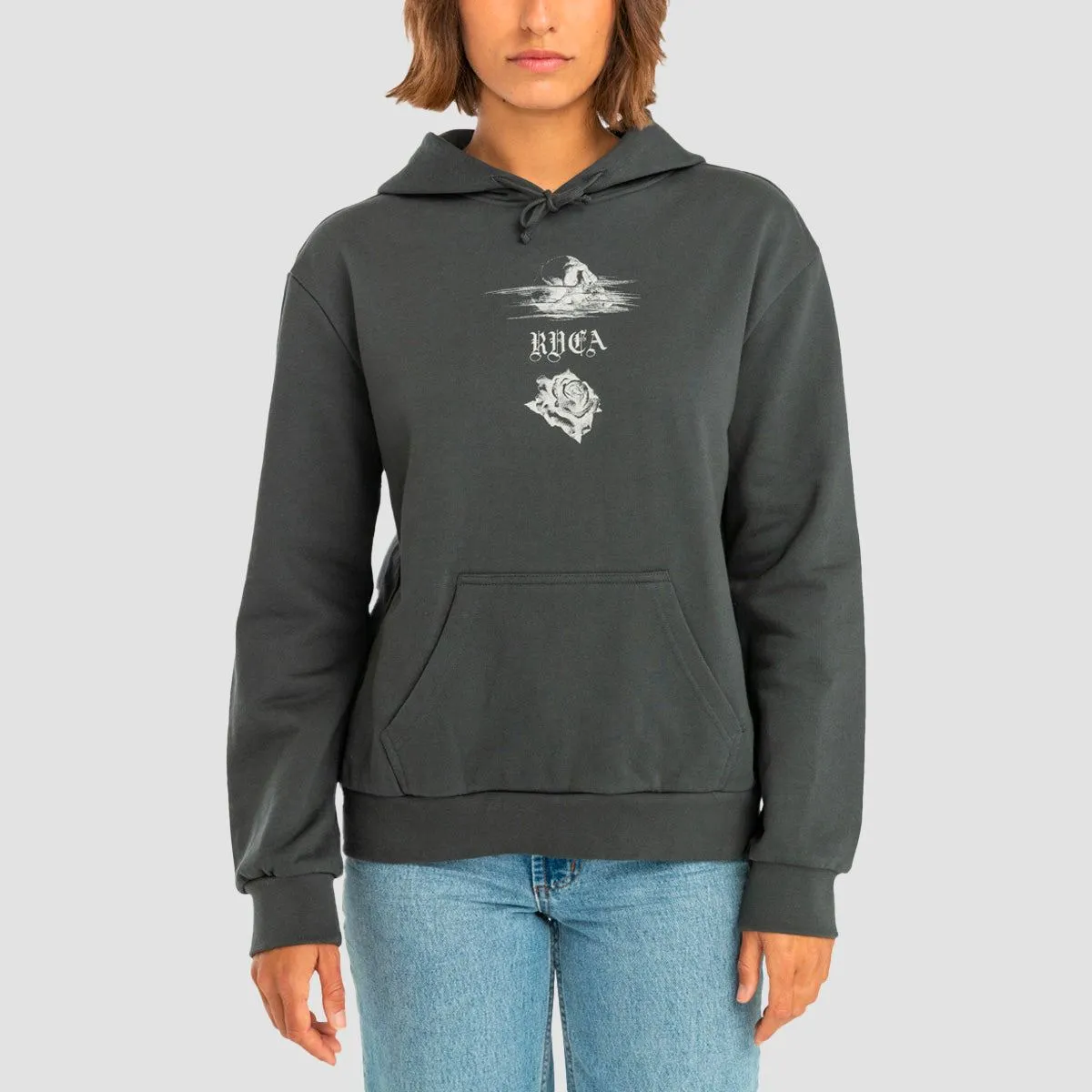 RVCA Benjamin Jean Jean Rose Pullover Hoodie Pirate Black - Womens