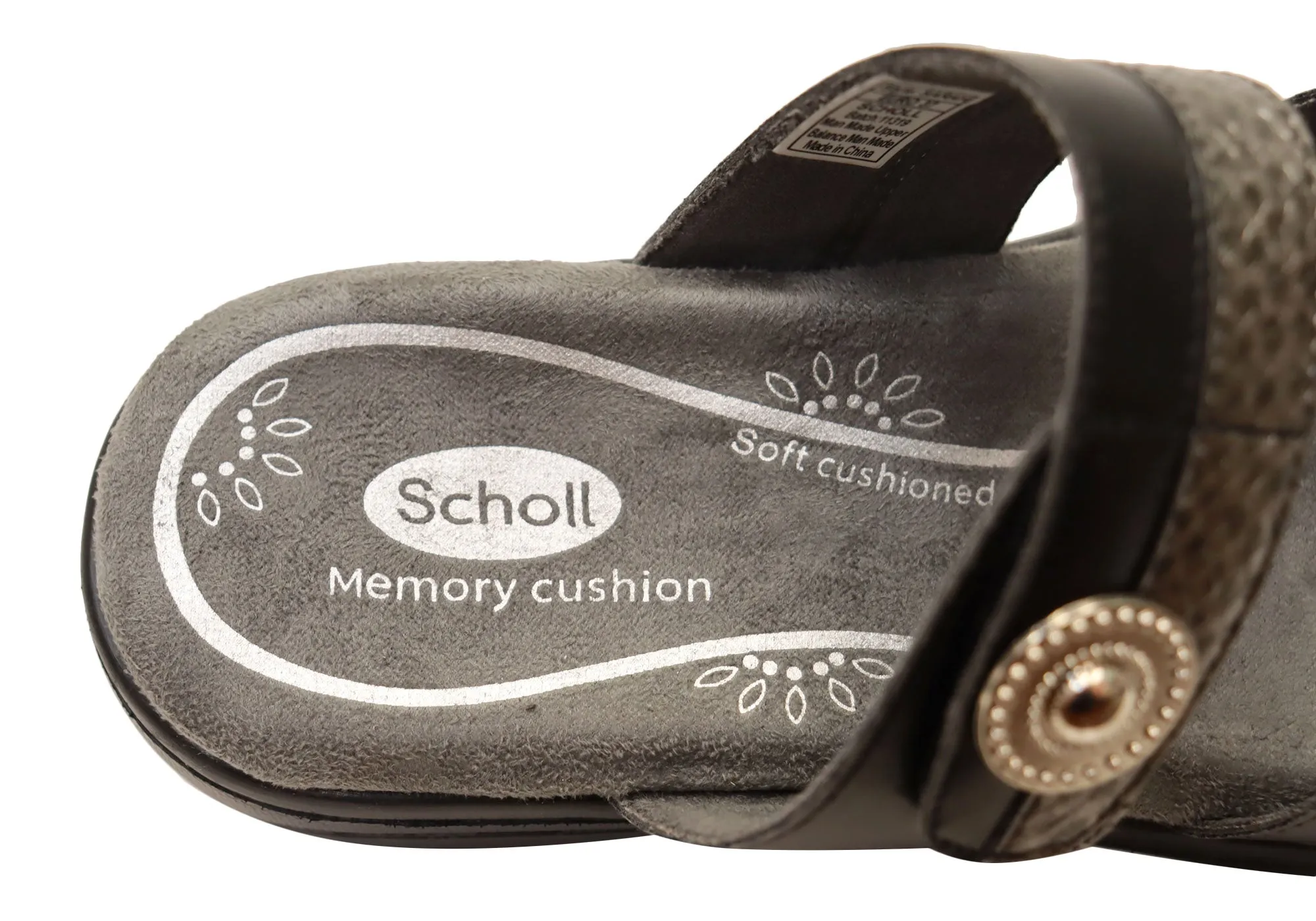 Scholl Orthaheel Sarah Womens Comfortable Memory Foam Slide Sandals