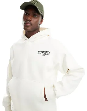 Selected Homme oversized hoodie in cream with text backprint-White