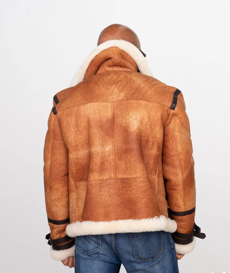 Sheepskin Bomber Jacket with Leather Trimming Style #8404