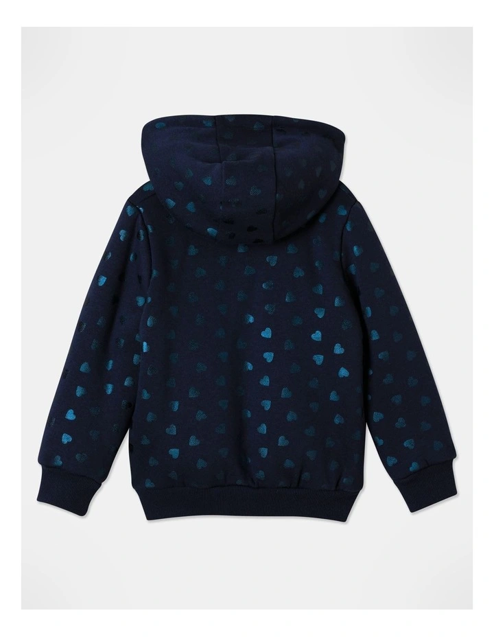 Sherpa Lined Zip Through Hoodie (3-8 Years) in Navy