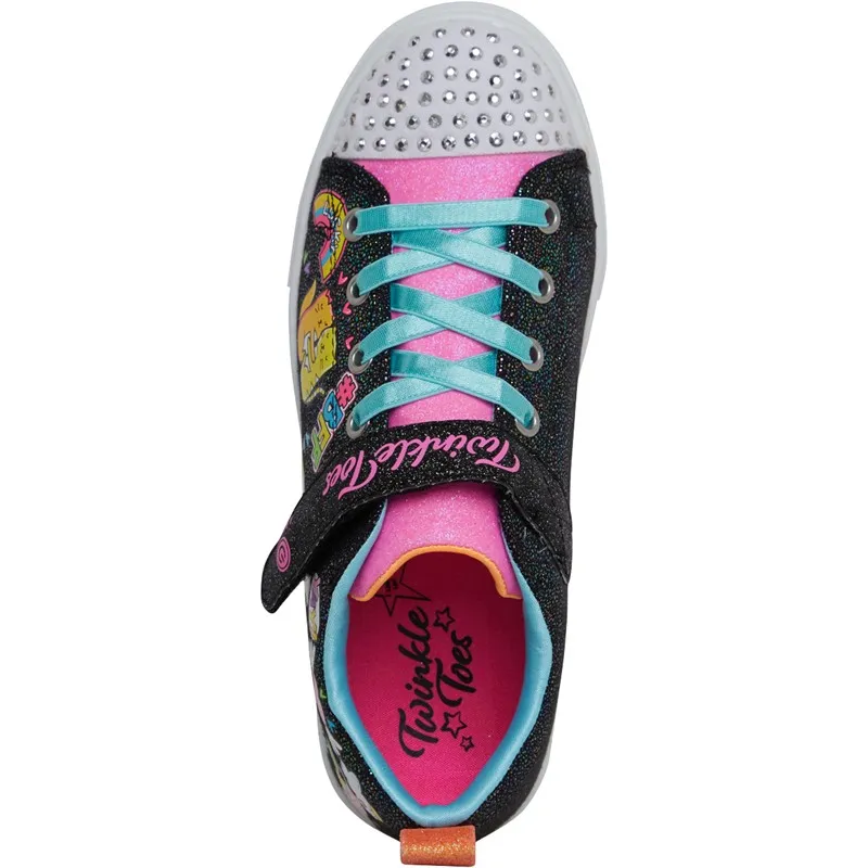 SKECHERS Girls Twinkle Sparks BFF Magic Trainers Black Multi