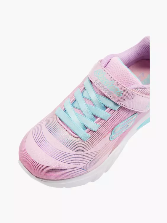 Skechers  Infant Girls Skechers Pink Metallic Lights Trainers