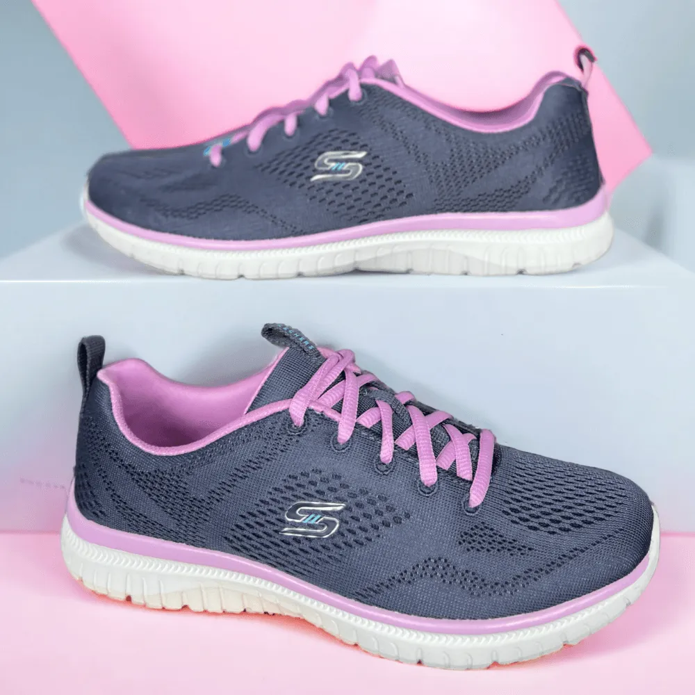 Skechers Virtue Kind Favor Knit Trainers in Navy/Purple