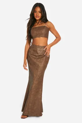 Skirt Co-ords | Washed Faux Leather Maxi Skirt | boohoo