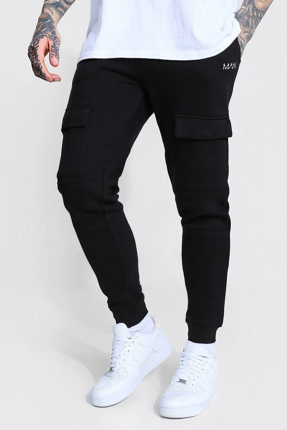 Slim Man Front Pocket Panelled Cargo Joggers | boohooMAN UK