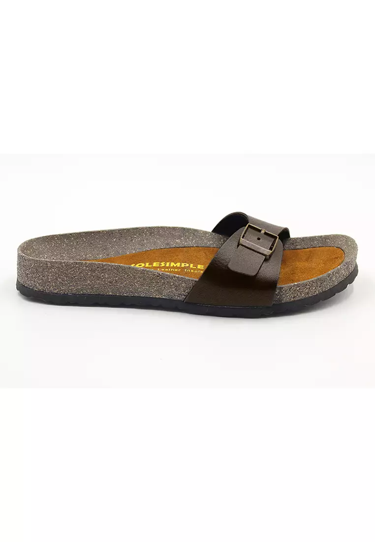 SoleSimple Lyon - Dark Brown Leather Sandals & Flip Flops & Slipper