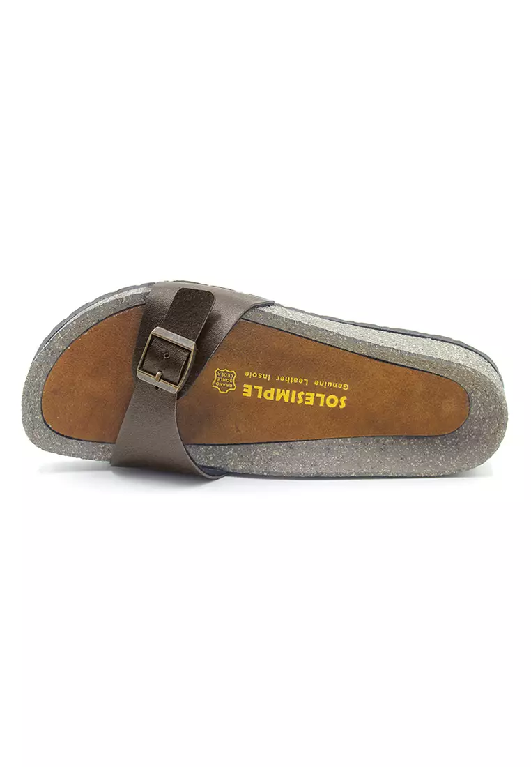 SoleSimple Lyon - Dark Brown Leather Sandals & Flip Flops & Slipper