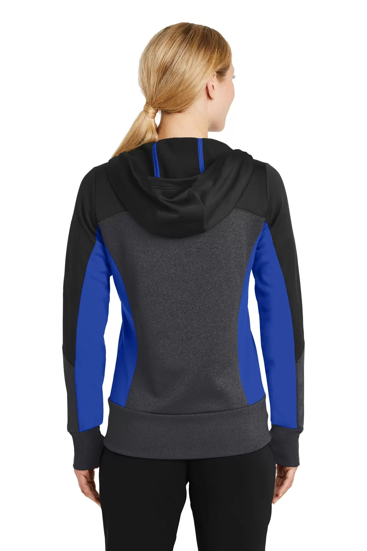 Sport Tek LST245 Sport-Tek Ladies Tech Fleece Colorblock Full-Zip Hooded Jacket SKU: LST245