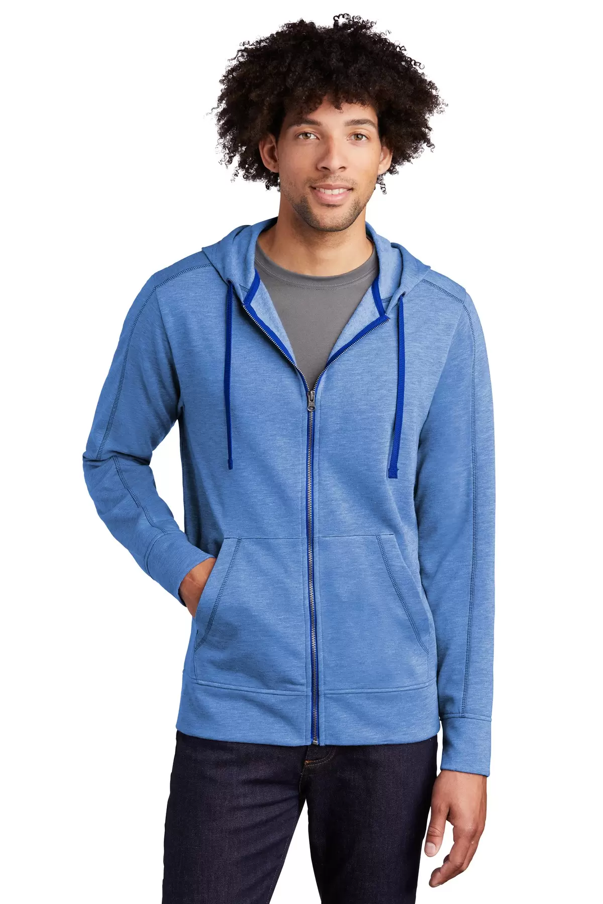 Sport Tek ST293 Sport-Tek    PosiCharge    Tri-Blend Wicking Fleece Full-Zip Hooded Jacket SKU: ST293