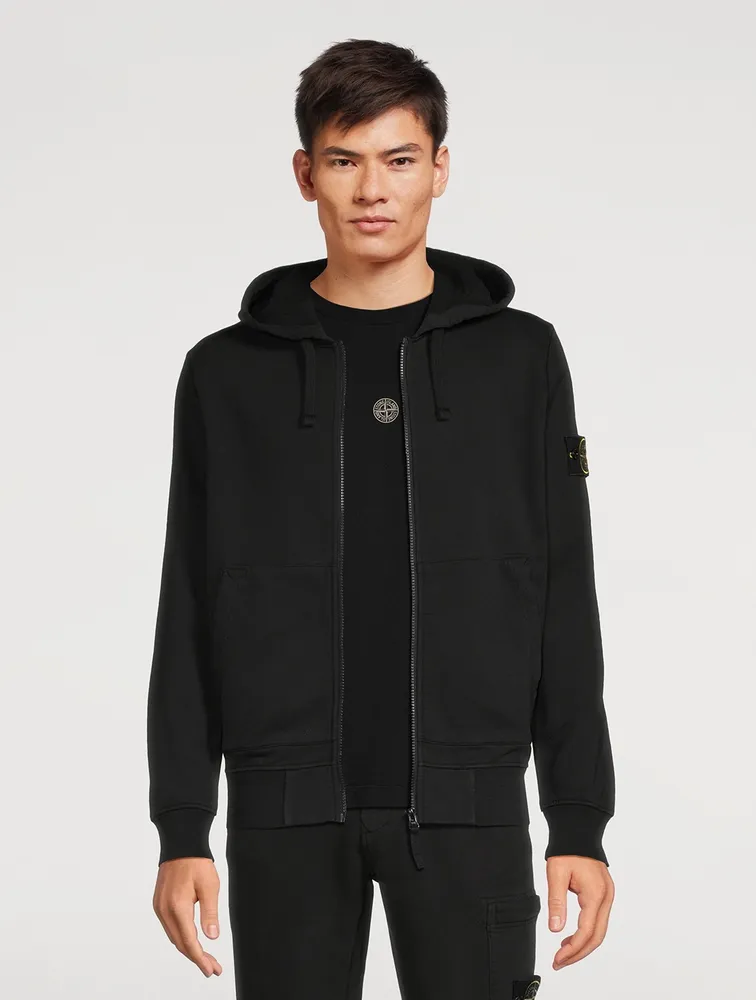 STONE ISLAND Garment-Dyed Cotton Fleece Zip Hoodie