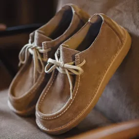 Suede Moccasin Lace-up Shoes