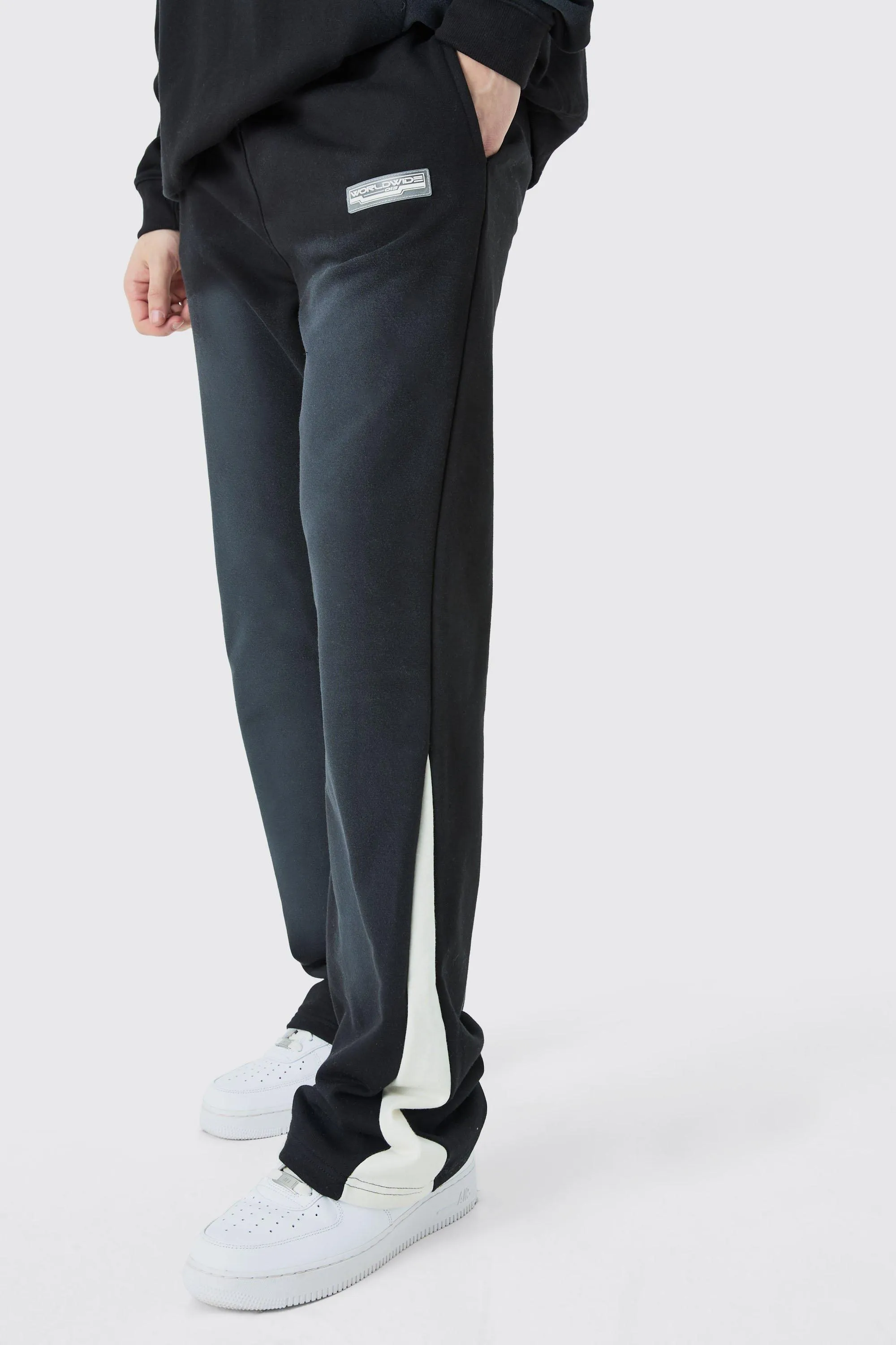 Tall Regular Fit Washed Loopback Gusset Joggers | boohooMAN UK