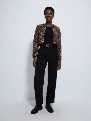 Tan Leopard Print Quilted Cropped Jacket | Women | George at ASDA