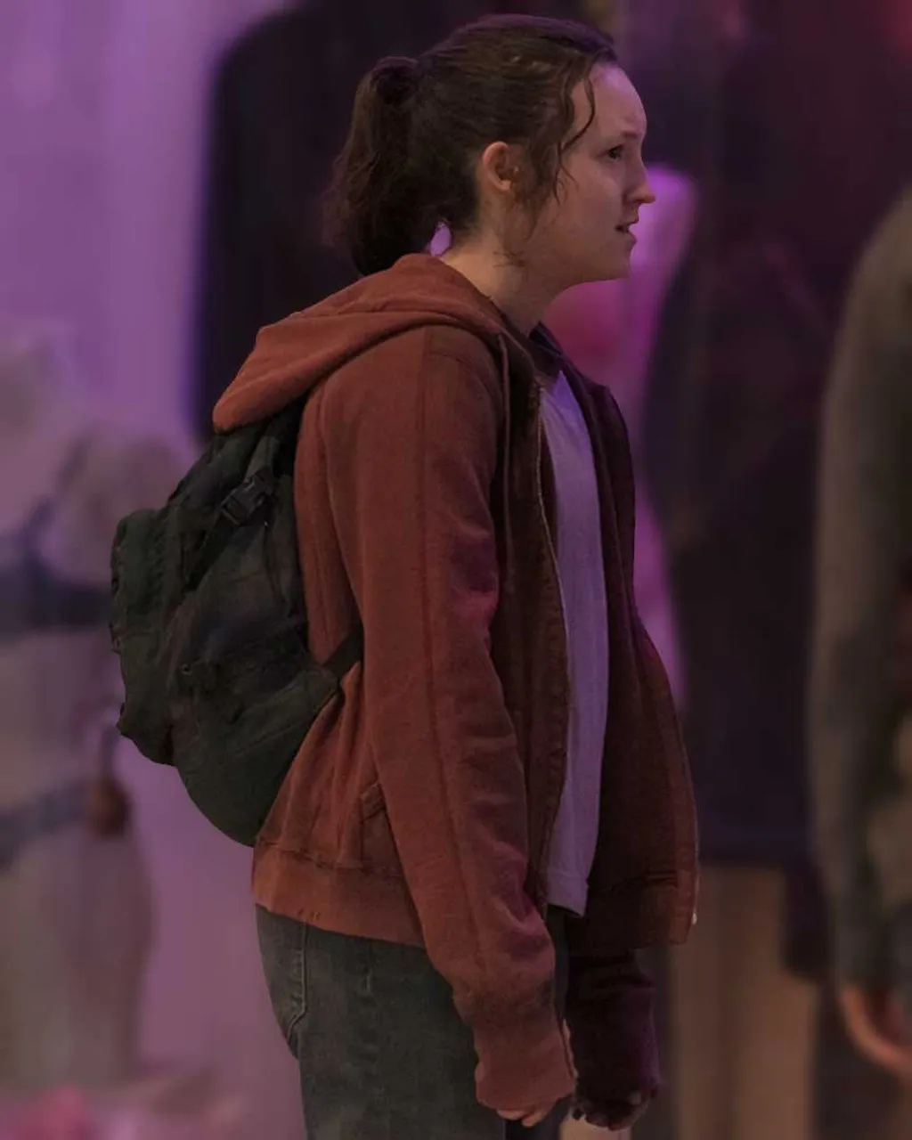 The Last of Us Bella Ramsey Maroon Hooded Jacket