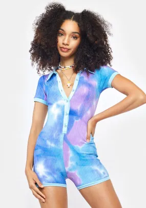 Tie Dye Button Up Romper-