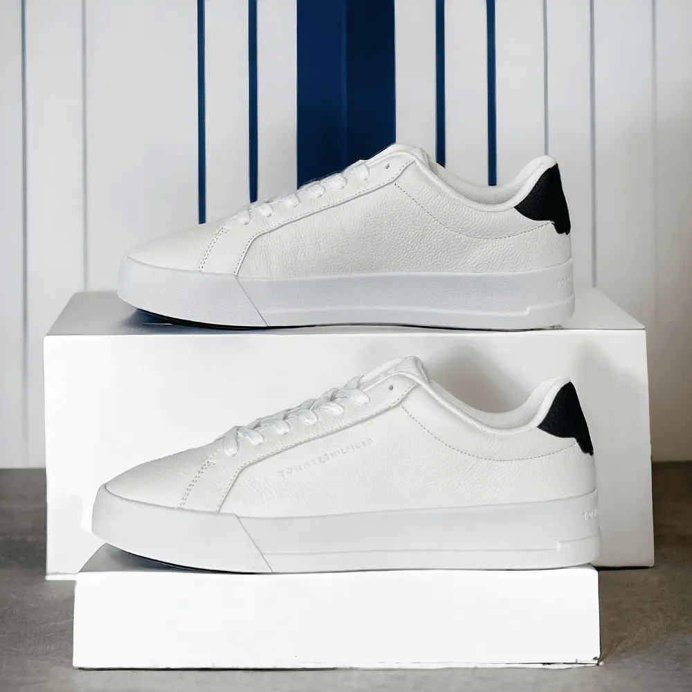 Tommy Hilfiger Pebble Grain Leather Trainers in White