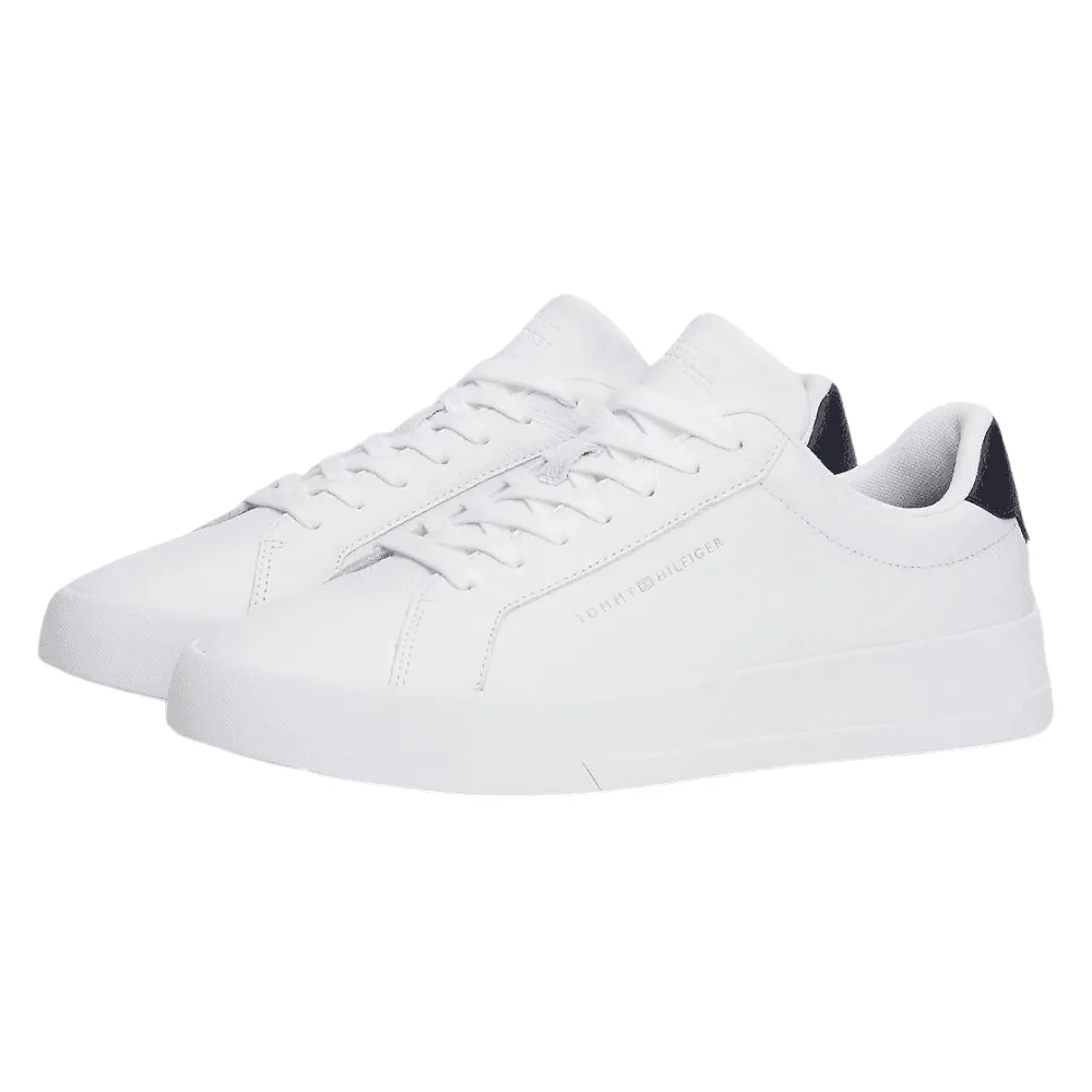 Tommy Hilfiger Pebble Grain Leather Trainers in White