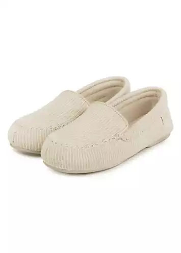 Totes Isotoner Ladies Textured Moccasin Slipper - Beige | Grattan