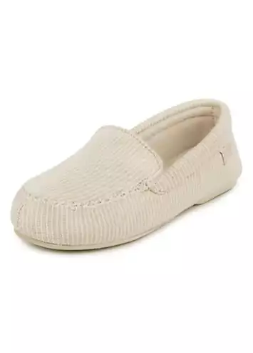 Totes Isotoner Ladies Textured Moccasin Slipper - Beige | Grattan