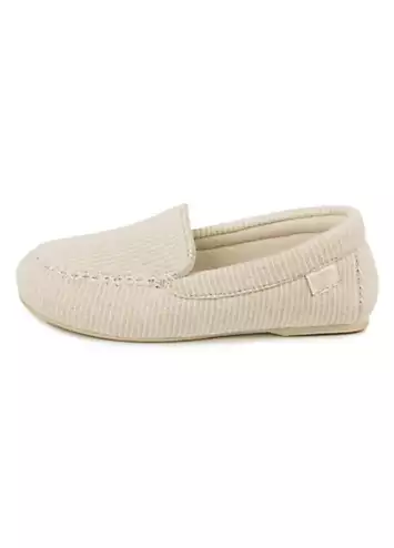 Totes Isotoner Ladies Textured Moccasin Slipper - Beige | Grattan