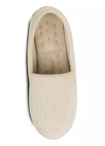 Totes Isotoner Ladies Textured Moccasin Slipper - Beige | Grattan