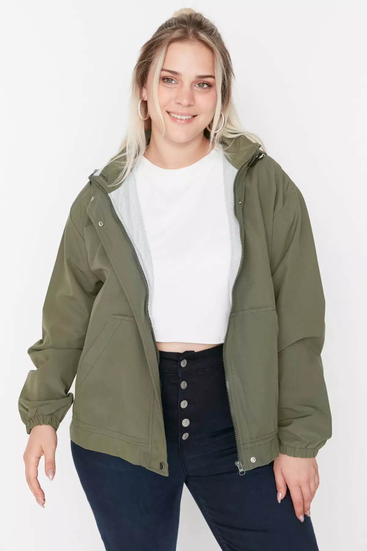 Trendyol Plus Size Hooded Thin Seasonal Oversize Jacket