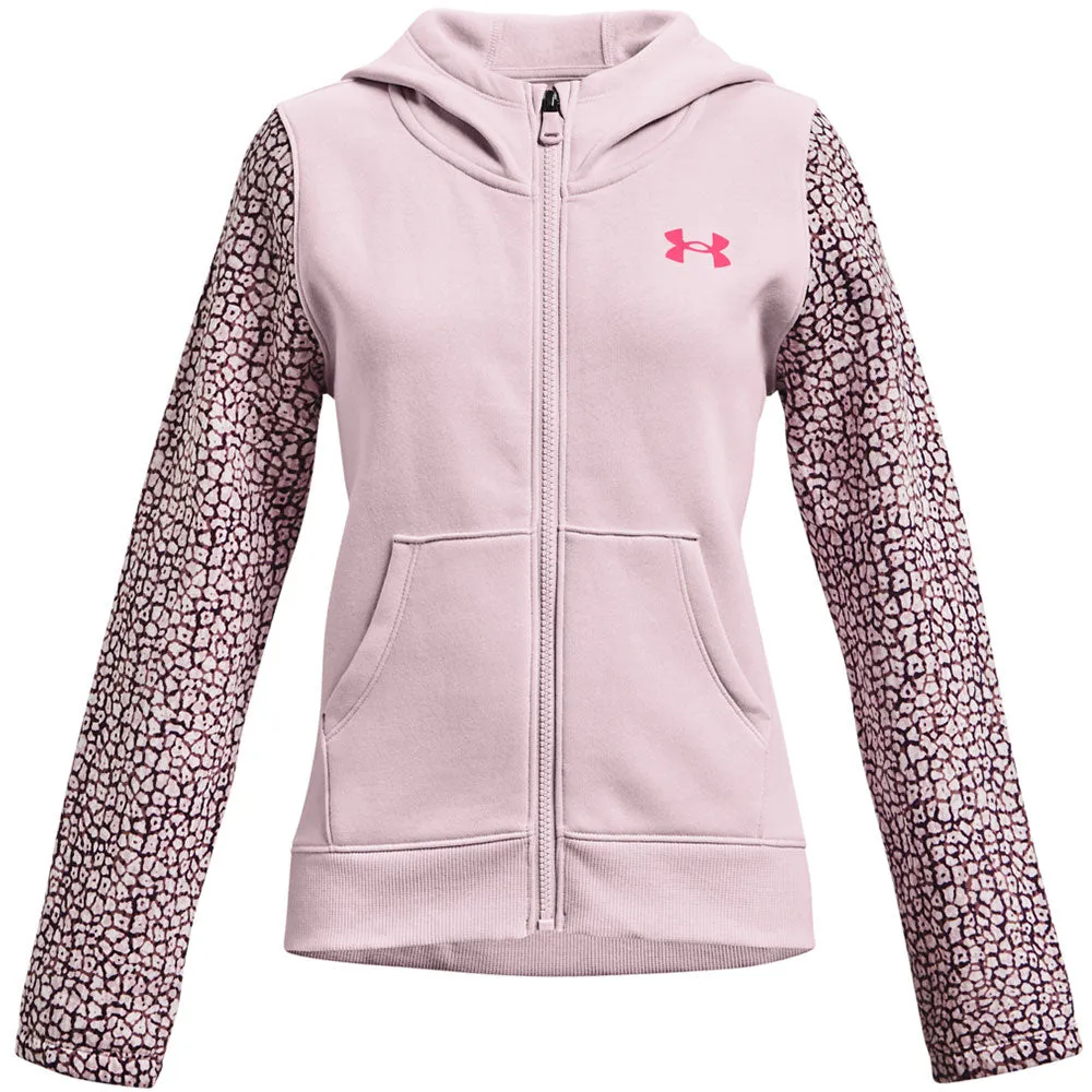 UNDER ARMOUR GIRLS RIVAL FLEECE FULL ZIP HOODIE - LIGHT PINK