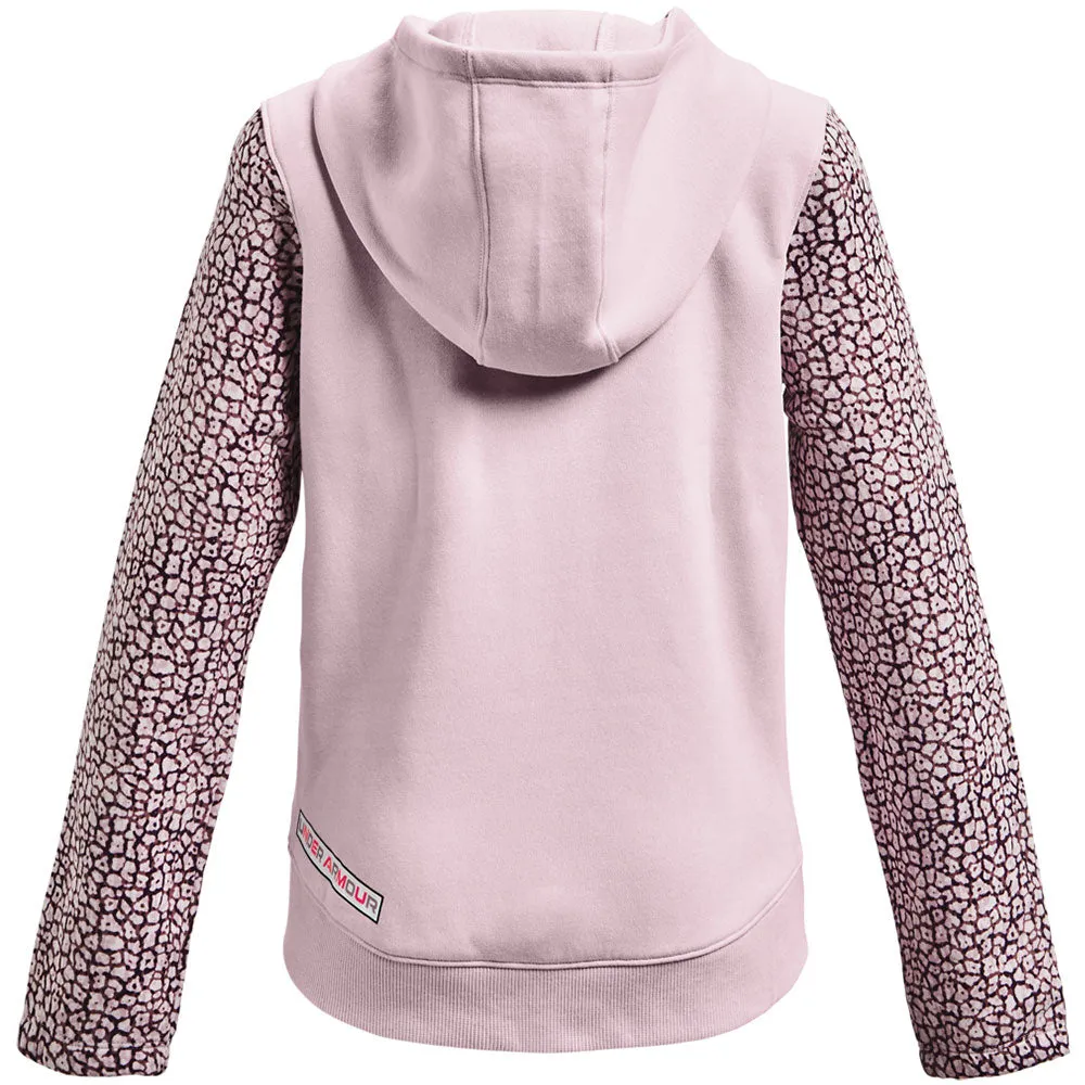 UNDER ARMOUR GIRLS RIVAL FLEECE FULL ZIP HOODIE - LIGHT PINK