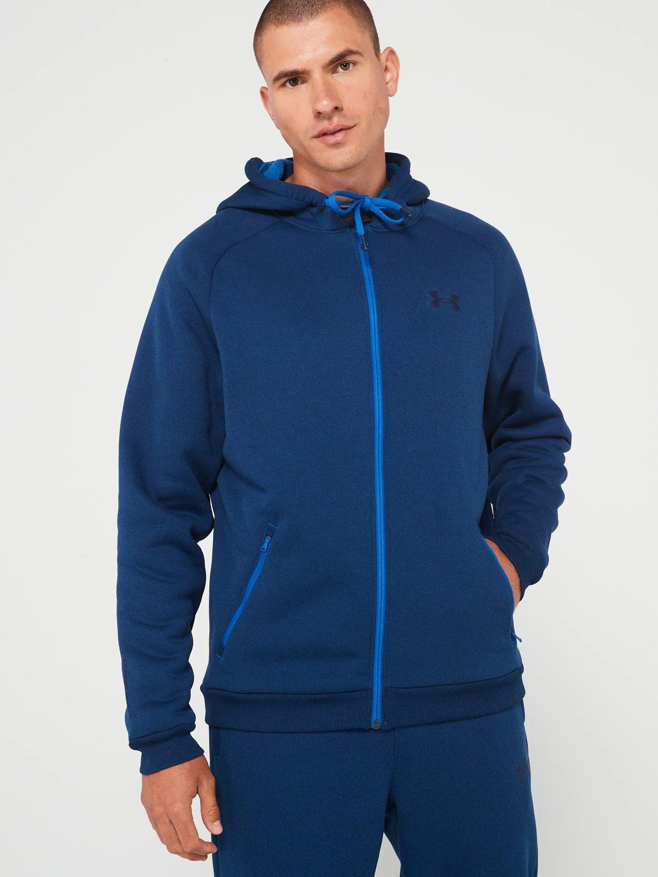 UNDER ARMOUR Mens Training Armour Fleece Pro Full Zip Hoodie - Blue