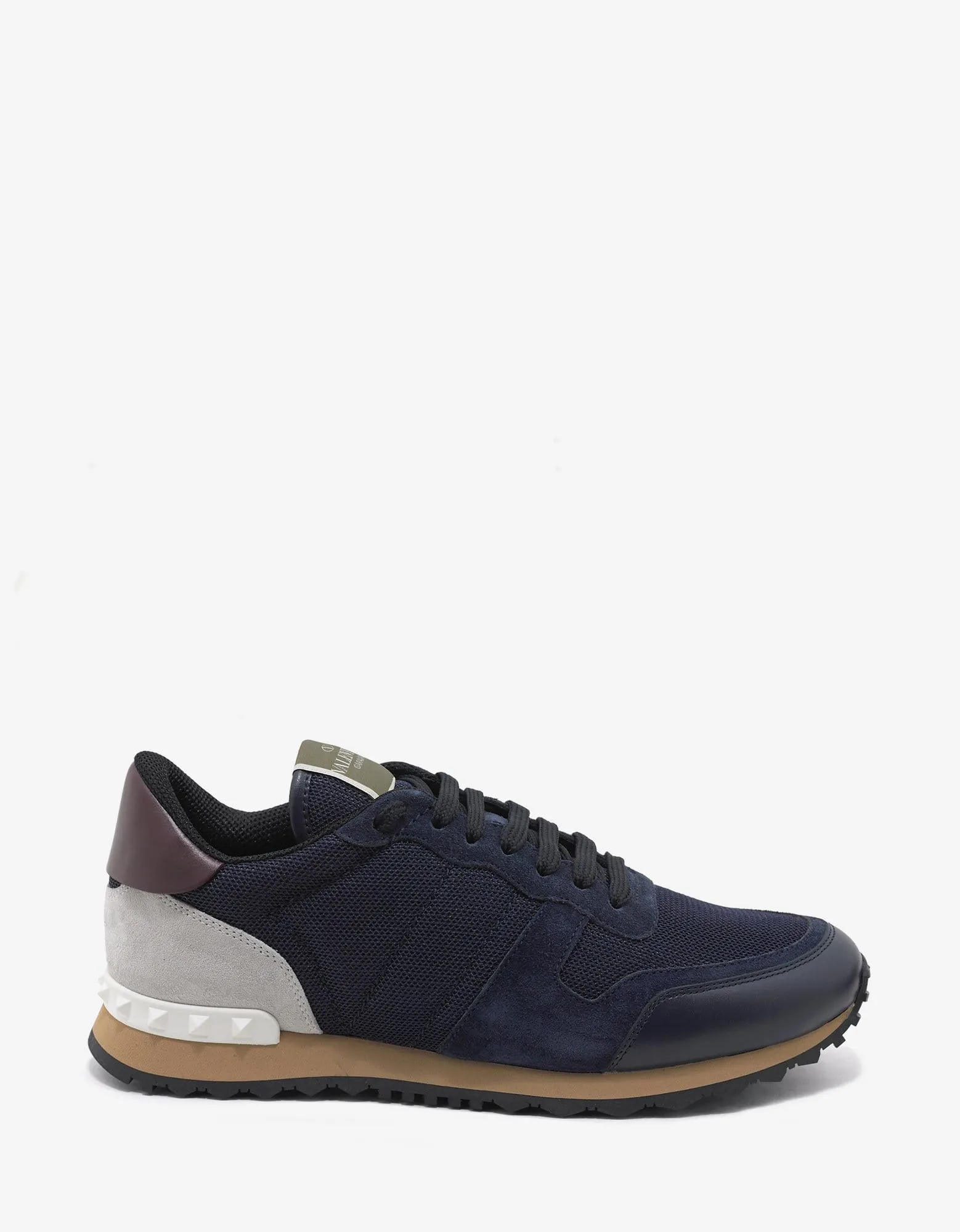 Valentino Garavani Navy Blue Nylon Mesh Rockrunner Trainers