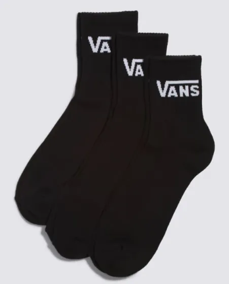 Vans Classic Half Crew Mens 3 Pack Socks - Black