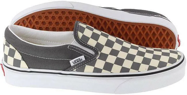 Vans Trainers Mens Classic Slip On Checkerboard Pewter White