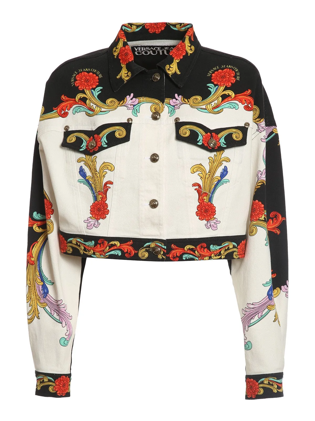 Versace Jeans Couture Cropped Printed Denim Jacket